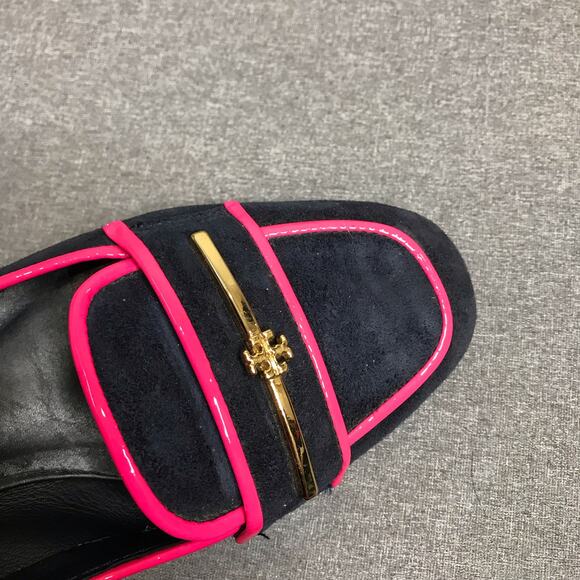 Tory Burch Nora Navy Blue/Pink Suede Loafers Size: 6.5 - Picture 5 of 7
